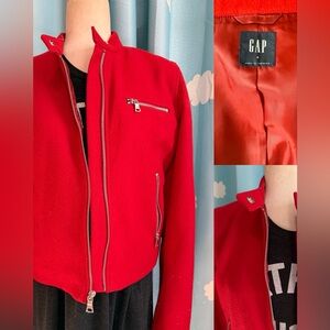 Vintage GAP red wool bomber jacket- Michael Jackson zippers-M